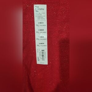 Red V-Neck Long Sleeve Top